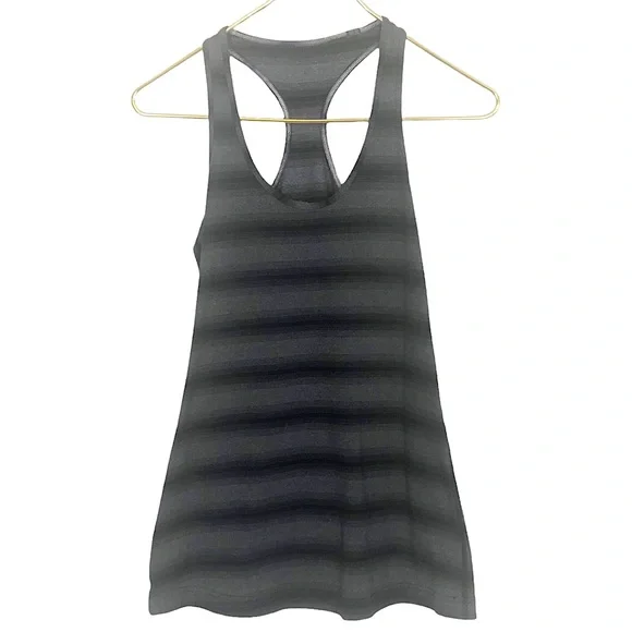 LULULEMON Black Grey Striped Athletic Stretch Tank Top - Picture 1 of 3